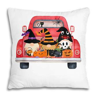 Halloween Truck With Cute Gnomes Pumpkin Funny Pillow - Seseable