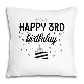Happy 3Rd Birthday Black Version With A Sweet Cake Birthday Pillow - Seseable