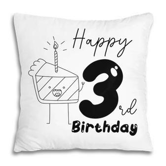 Happy 3Rd Birthday With Cute Cake And Sweet Party Pillow - Seseable