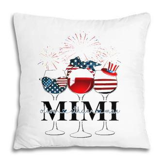 Happy 4Th Of July Mimi Three Wine Glasses And Fireworks Pillow - Seseable
