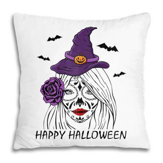 Happy Halloween Catrina Costume For Moms Witch Halloween Pillow - Seseable