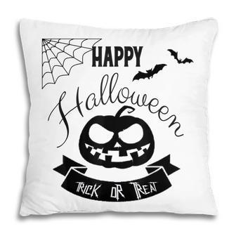 Happy Halloween Trick Or Treat Pumpkin Bat Spiderweb T Pillow - Seseable