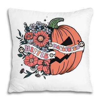 Hippie Halloween Sweet Sorta Spooky Pumpkin Flower For Women Pillow - Seseable