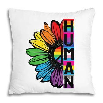 Human Sunflower Lgbt Flag Gay Pride Month Lgbtq Pillow - Seseable