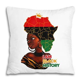 I Am Black History Melanin Pride Africa Map Hair Black Queen V2 Pillow - Seseable