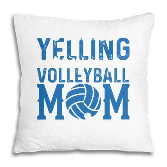 I Am Not Yelling Volleyball Mom Voice Blue White Pillow - Seseable