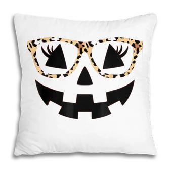 Jack O Lantern Pumpkin Halloween Costume Leopard Glasses Pillow - Seseable