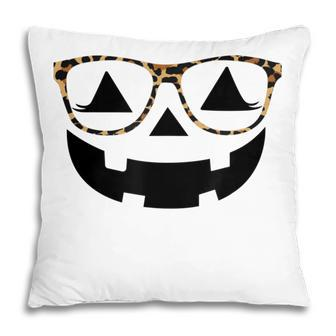 Jack Olantern Halloween Pumpkin Lashes With Leopard Glasses Pillow - Seseable