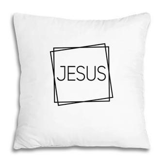 Jesus Frame Bible Verse Black Graphic Great Christian Pillow - Seseable