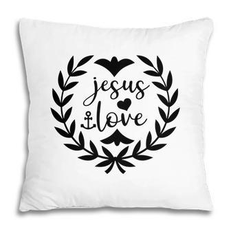 Jesus Love Bible Verse Black Graphic Circle Christian Pillow - Seseable