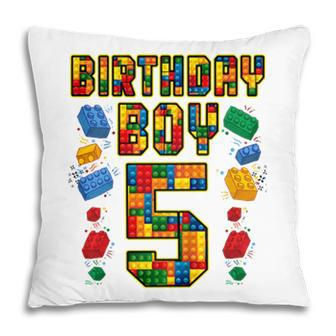Kids 5Th Birthday Master Builder 5 Years Old Block Building Boys Pillow - Seseable