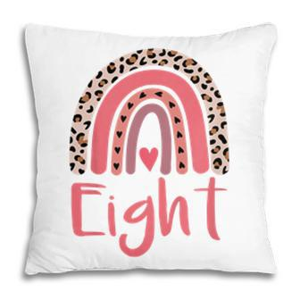 Kids 8 Year Old Leopard Rainbow Birthday Party Cute Girl 8Th Gift Pillow - Seseable