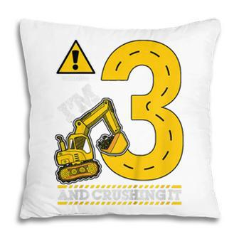 Kids Construction Truck 3Rd Birthday 3 Years Old Digger Builder Pillow - Seseable