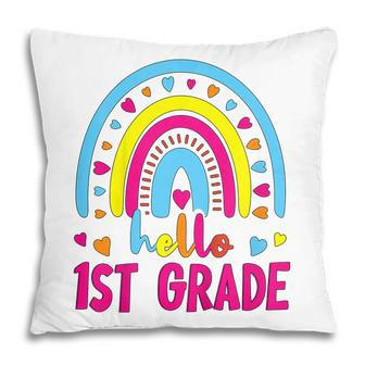Kids First Day Of School Girls Back To School Hello First Grade Pillow - Seseable