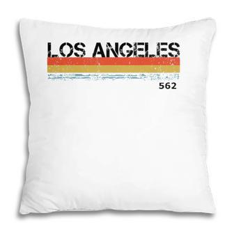 La Los Angeles Area Code Vintage Retro Stripes Pillow - Seseable