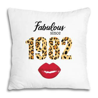 Leopard Red Lips Fabulous Since 1982 Happy 40Th Birthday Pillow - Seseable
