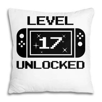 Level 17 Black Gamer 17Th Birthday Great Pillow - Seseable