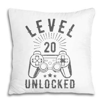 Level 20 Unlocked Simple Gamer 20Th Birthday 20 Years Old Pillow - Seseable