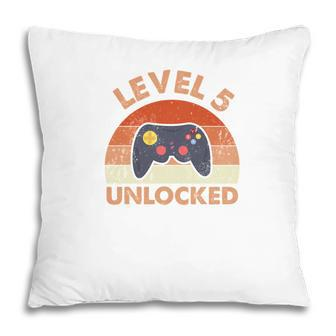 Level 5 Unlocked Orange Retro 5Th Birthday Pillow - Seseable
