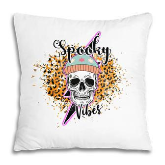 Lighting Skull Thick Thights And Spooky Vibes Halloween Pillow - Seseable