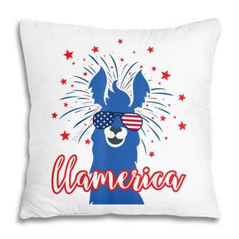 Llamerica 4Th Of July Funny Llama Usa Flag Pillow - Seseable