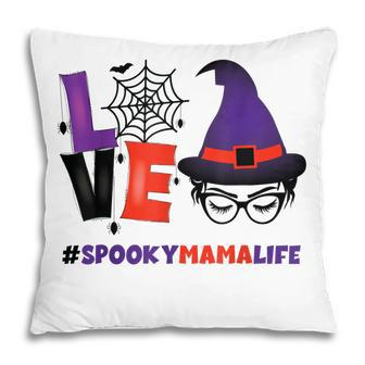 Love Halloween Mom Halloween Spooky Witch Face Mama Women Pillow - Seseable