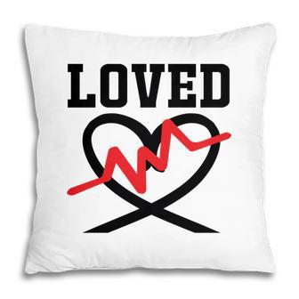 Loved Bible Verse Black Graphic Heart Black Christian Pillow - Seseable