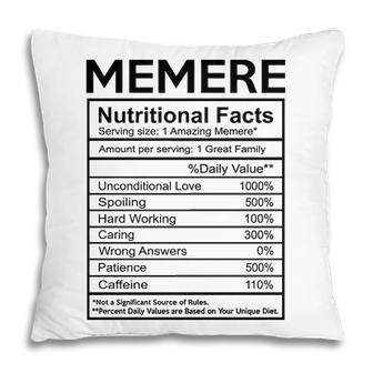 Memere Grandma Gift Memere Nutritional Facts Pillow - Seseable