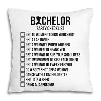 Mens Groomsmen Groom Squat Men Bachelor Supplies Party Checklist Pillow - Seseable