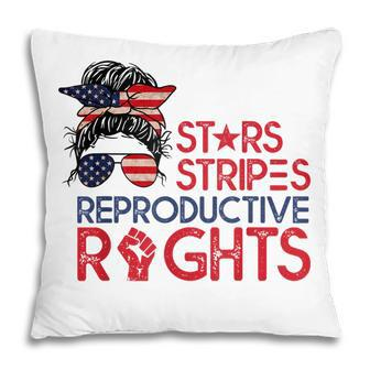 Messy Bun American Flag Pro Choice Star Stripes Equal Right V2 Pillow - Seseable