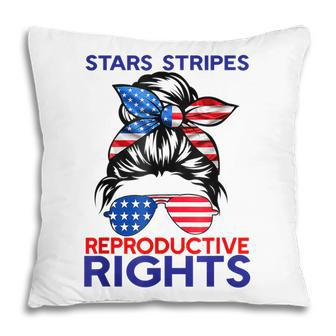 Messy Bun American Flag Stars Stripes Reproductive Rights V3 Pillow - Seseable