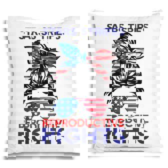 Messy Bun American Flag Stars Stripes Reproductive Rights V3 Pillow - Seseable