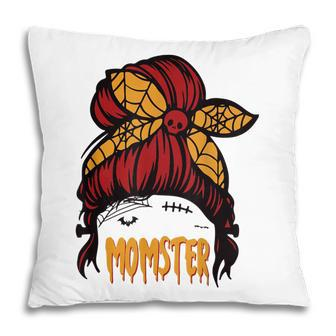 Messy Bun Halloween 2021 Costumes Women Momster Funny Spooky Pillow - Seseable