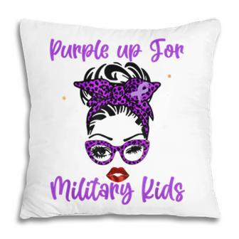 Messy Bun Purple Up Day For Military Kids Child Purple Up Pillow - Seseable