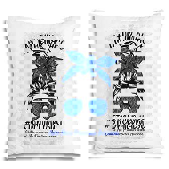Messy Bun Ribbon Stop Child Abuse Prevention Awareness Month Pillow - Seseable