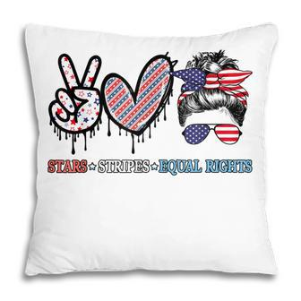 Messy Bun Stars Stripes Equal Rights 4Th July Womens Rights Pillow - Seseable