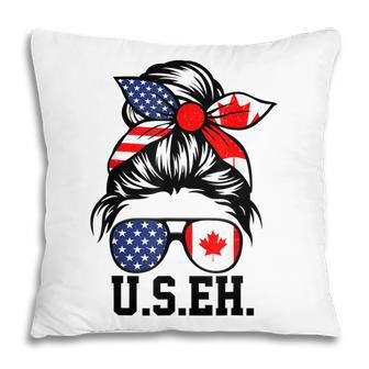 Messy Bun Useh American Canadian Canada Day Mom Pillow - Seseable