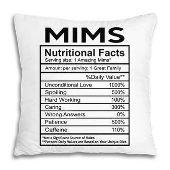Mims Grandma Gift Mims Nutritional Facts Pillow - Seseable