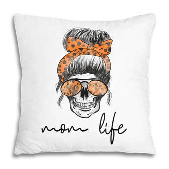 Mom Life Funny Mom Gift Halloween Skeleton Skull Womens Pillow - Seseable