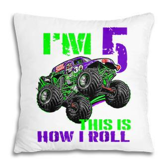 Monster Trucks Are My Jam 5Th Birthday Boy 5 Years Old Bday Pillow - Seseable