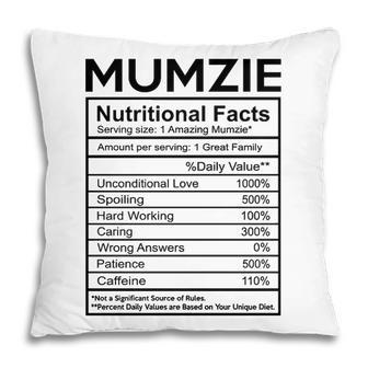 Mumzie Grandma Gift Mumzie Nutritional Facts Pillow - Seseable