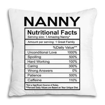Nanny Grandma Gift Nanny Nutritional Facts Pillow - Seseable