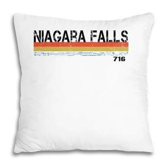 Niagara Falls Ny Area Code 716 Vintage Stripes Pillow - Seseable