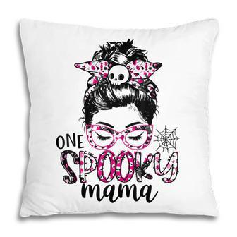One Spooky Mama October Wear Pink Halloween Pattern Pillow - Seseable