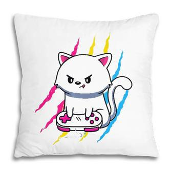 Pansexual Gaymer Geek Pride Lgbt Video Game Lover Gift Cat Pillow - Seseable