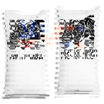 Peace Love America Messy Bun American Flag Funny 4Th Of July Pillow - Seseable