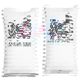 Peace Love Freedom American Flag 4Th Of July Patriot Women Pillow - Seseable