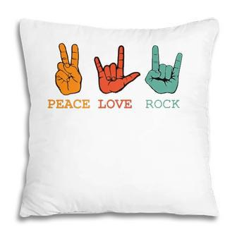 Peace Love Rock And Roll Retro Vintage Peace Loving Musician Pillow - Seseable