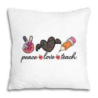 Peace Love Teach Heart Wings Great Graphic Pillow - Seseable
