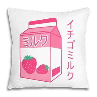 Pink Strawberry Milk Japanese Kawaii Retro 90S Anime Pillow - Seseable